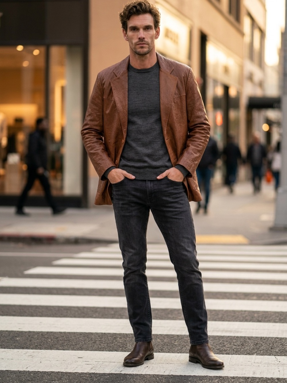 Leather New Men's Argentinian Brown Jacket